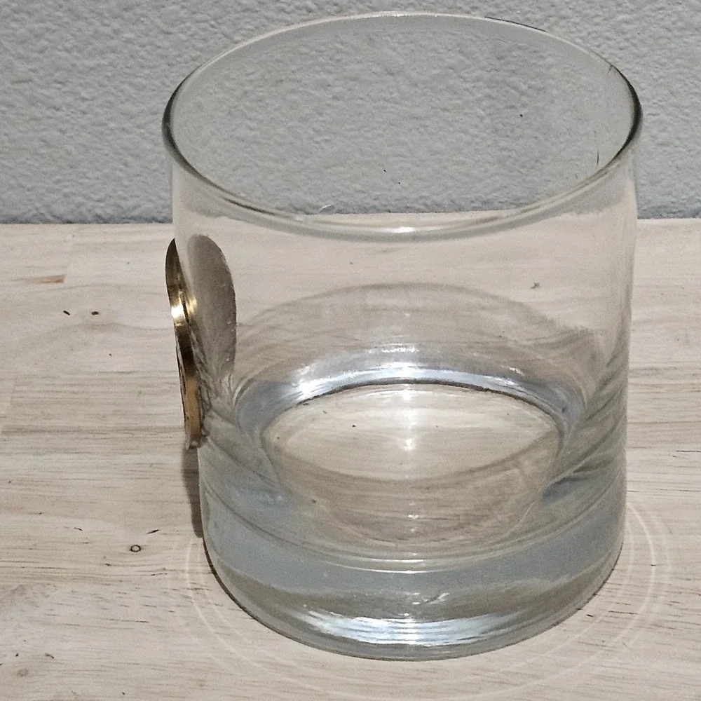 Wells Fargo Cocktail Glass Banking  Memorabilia Stagecoach Bronze Medallion